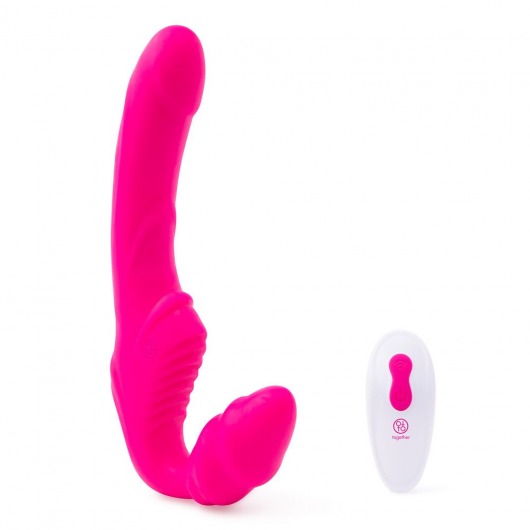 Розовый безремневой страпон на радиоуправлении Strapless Together - 22 см. - Together Toy - купить с доставкой в Калининграде