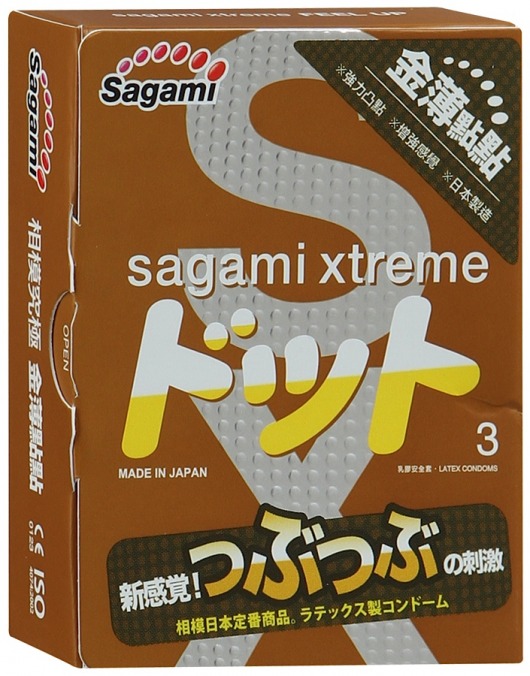 Презервативы Sagami Xtreme FEEL UP с точечной текстурой и линиями прилегания - 3 шт. - Sagami - купить с доставкой в Калининграде
