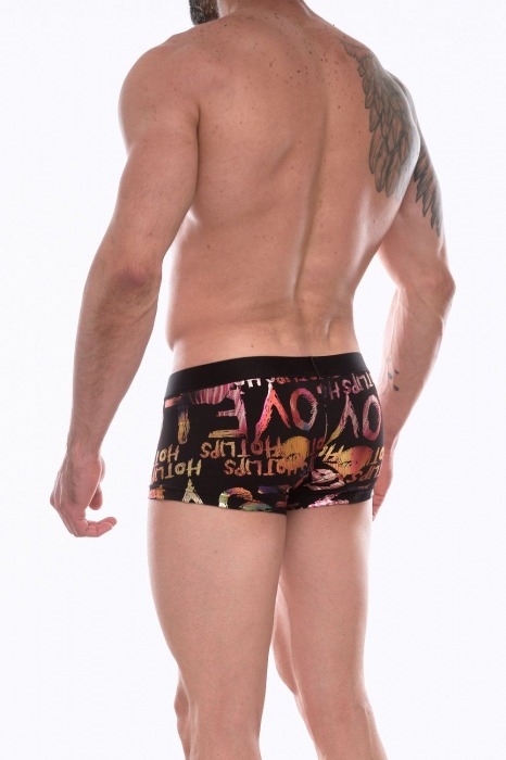 Черные трусы-боксеры с разноцветным блестящим принтом - Don Moris купить с доставкой