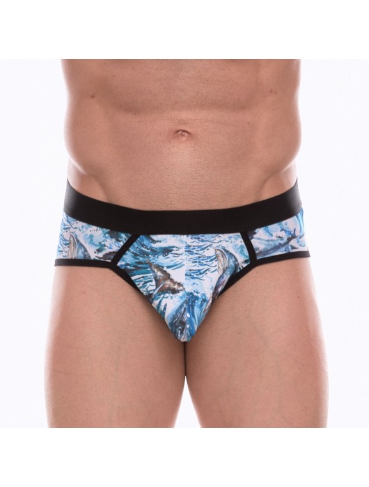 Мужские трусы-стринги с принтом в виде китов в волнах - Don Moris купить с доставкой