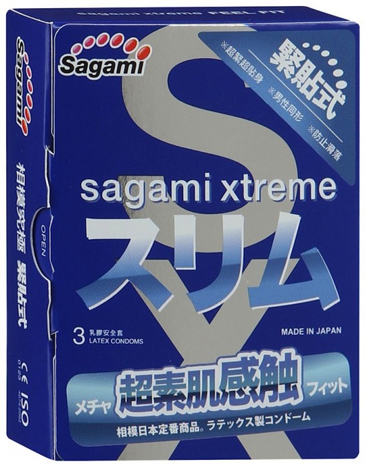 Розовые презервативы Sagami Xtreme FEEL FIT 3D - 3 шт. - Sagami - купить с доставкой в Калининграде