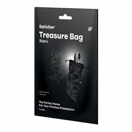 Черный мешочек для хранения игрушек Treasure Bag L - Satisfyer - купить с доставкой в Калининграде