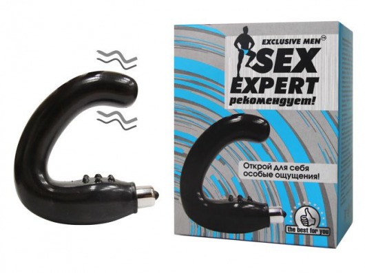 Чёрный массажёр простаты серии Sex Expert - Sex Expert - в Калининграде купить с доставкой