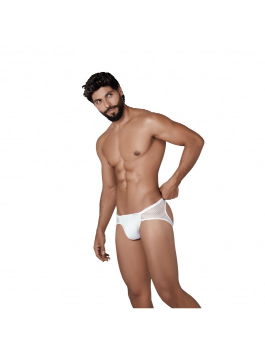 Белые трусы-джоки с ажурными вставками Urge Jockstrap - Clever Masculine Underwear купить с доставкой