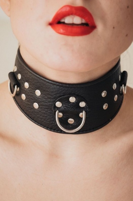 Кожаный ошейник для эротических игр - БДСМ Арсенал - купить с доставкой в Калининграде