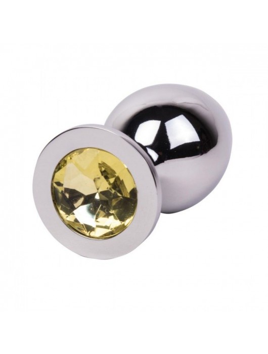 Большой стальной плаг с желтым кристаллом Sweet Lemon - 9,5 см. - Erotic Fantasy - купить с доставкой в Калининграде