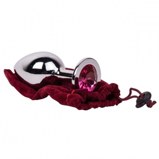 Большой стальной плаг с розовым кристаллом Pink Bubble Gum - 9,5 см. - Erotic Fantasy - купить с доставкой в Калининграде