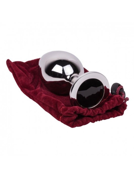 Большой стальной плаг с черным кристаллом Black Rave - 9,5 см. - Erotic Fantasy - купить с доставкой в Калининграде