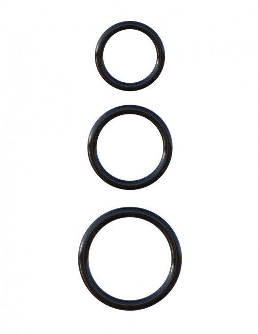 Набор из трех черных эрекционных колец Silicone 3-Ring Stamina Set - Pipedream - в Калининграде купить с доставкой