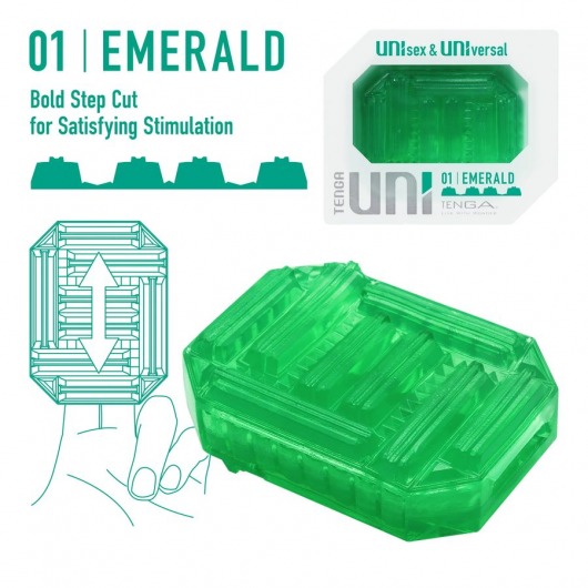 Зеленый мастурбатор-стимулятор Tenga Uni Emerald - Tenga - в Калининграде купить с доставкой