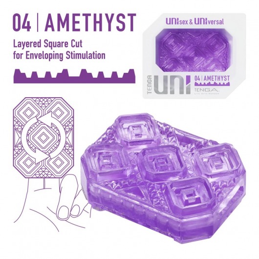 Фиолетовый мастурбатор-стимулятор Tenga Uni Amethyst - Tenga - в Калининграде купить с доставкой