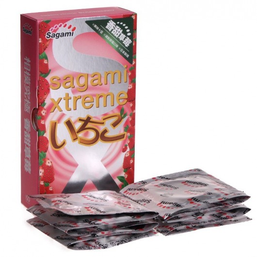 Презервативы Sagami Xtreme Strawberry c ароматом клубники - 10 шт. - Sagami - купить с доставкой в Калининграде