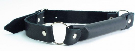 Черный кожаный кляп-трензель на кольцах - БДСМ Арсенал - купить с доставкой в Калининграде