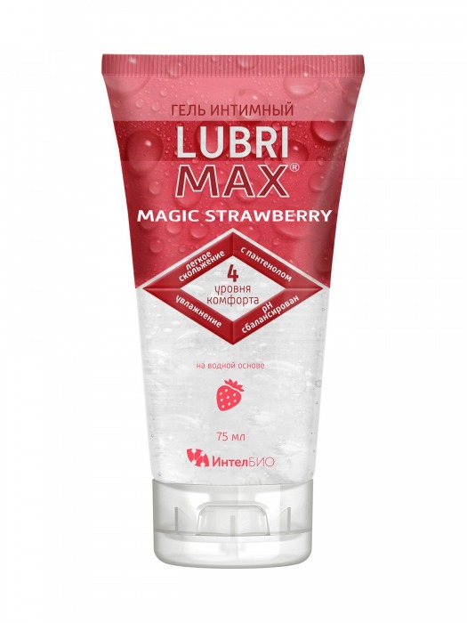 Интимный гель-смазка на водной основе Lubrimax Magic Strawberry - 75 мл. - ИнтелБИО - купить с доставкой в Калининграде