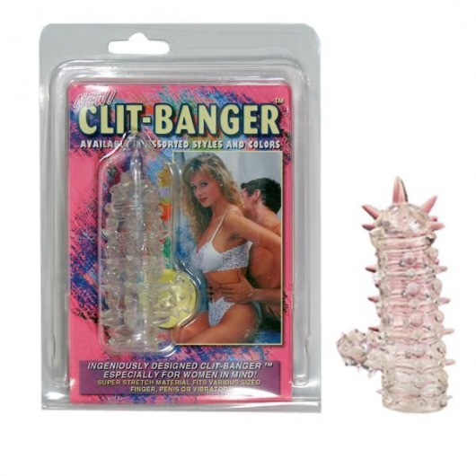 Прозрачная насадка с шипами и клиторальной шишечкой CLIT-BANGER SLEEVE IN CLEAR - Tonga - в Калининграде купить с доставкой