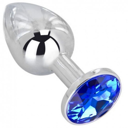 Анальное украшение BUTT PLUG  Small с синим кристаллом - 7 см. - Anal Jewelry Plug - купить с доставкой в Калининграде