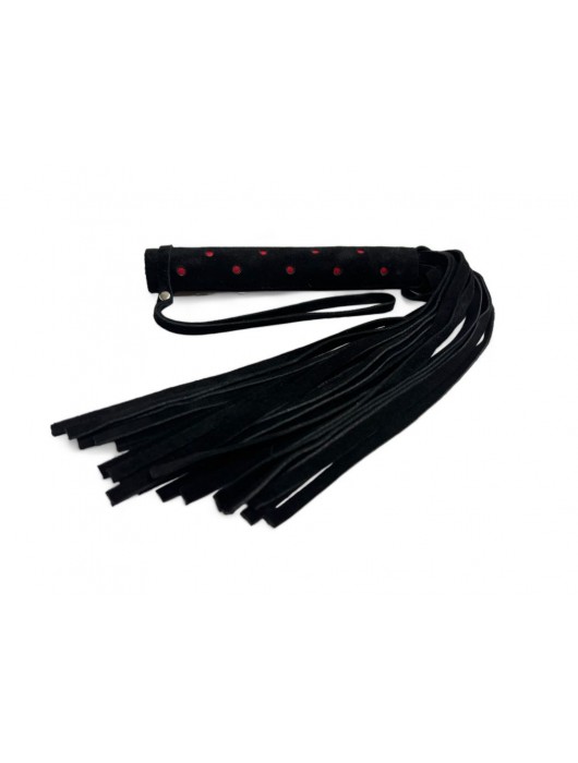 Черная замшевая плеть с красными точками на рукояти Red dot Princess - 43 см. - БДСМ Арсенал - купить с доставкой в Калининграде