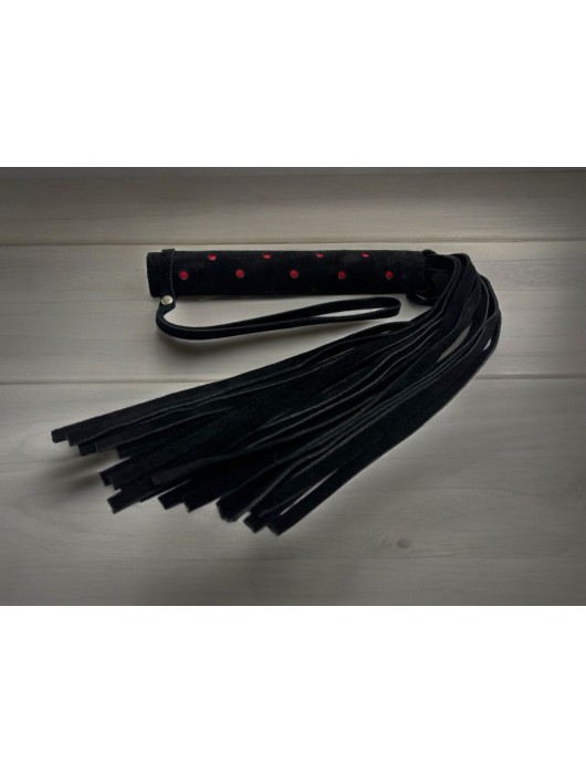 Черная замшевая плеть с красными точками на рукояти Red dot Princess - 43 см. - БДСМ Арсенал - купить с доставкой в Калининграде