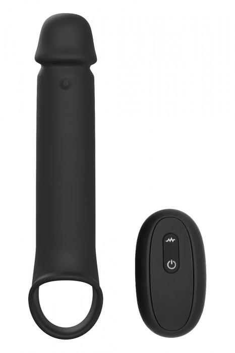 Черная насадка-удлинитель с вибрацией Vibrating Extender With Remote - Dream Toys - в Калининграде купить с доставкой