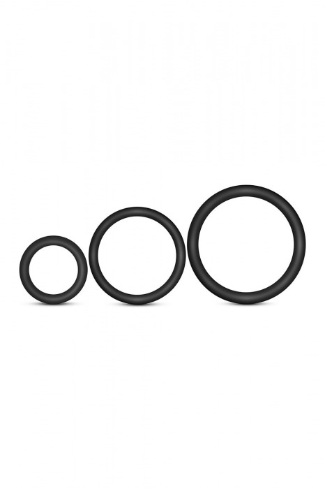 Набор из 3 черных эрекционных колец Cock Ring Set - Blush Novelties - в Калининграде купить с доставкой