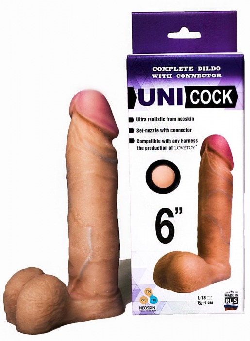 Насадка для страпона фаллической формы UNICOCK 6  - 18 см. - LOVETOY (А-Полимер) - купить с доставкой в Калининграде