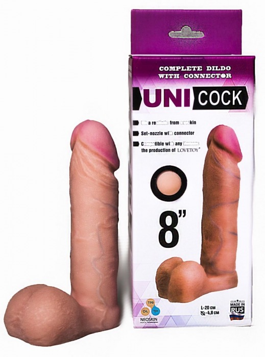 Фаллическая насадка для страпона UNICOCK 8  - 20 см. - LOVETOY (А-Полимер) - купить с доставкой в Калининграде