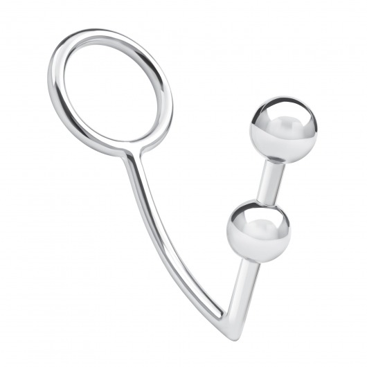 Кольцо на пенис с анальным стимулятором Two Bead Stainless Steel Anal Hook   Cock Ring - BlueLine - в Калининграде купить с доставкой