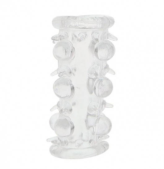 Прозрачная насадка на пенис с шипами и бугорками JELLY JOY LUST CLUSTER CLEAR - Dream Toys - в Калининграде купить с доставкой