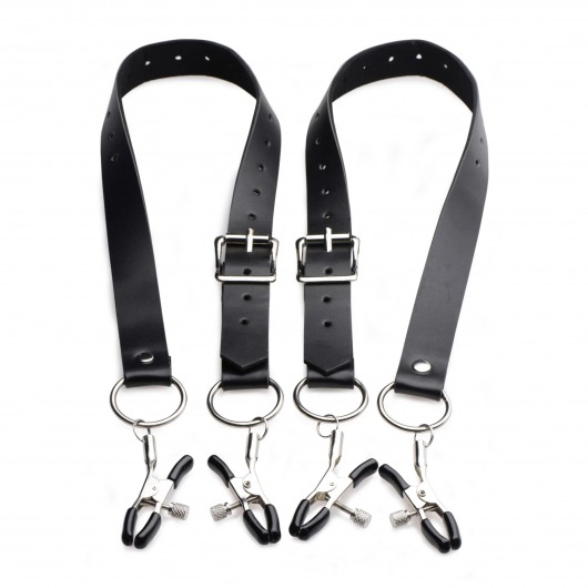 Ремни с зажимами для половых губ Spread Labia Spreader Straps with Clamps - XR Brands - купить с доставкой в Калининграде