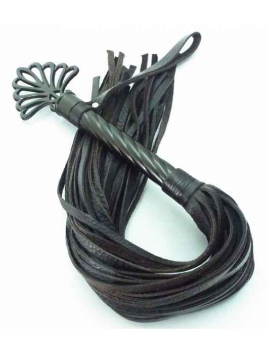 Длинная плеть с рукоятью цвета шоколада - 66 см. - БДСМ Арсенал - купить с доставкой в Калининграде