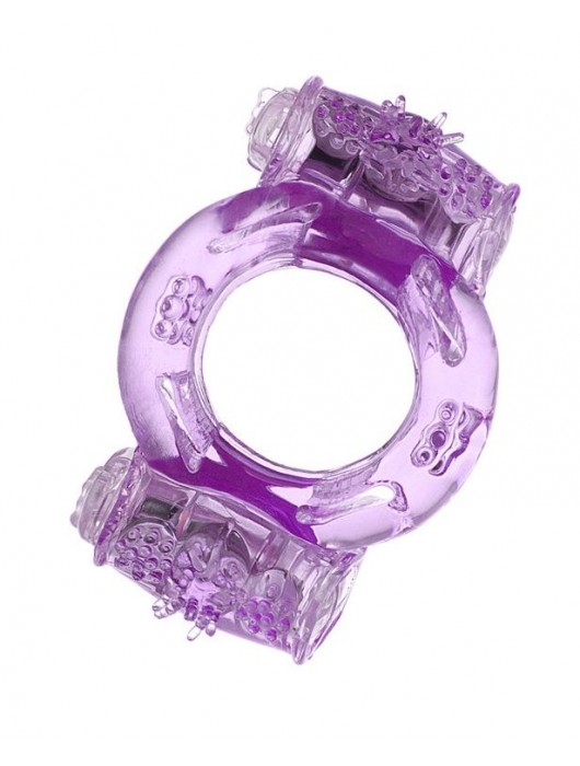 Фиолетовое виброкольцо с двумя вибропульками - Toyfa Basic - в Калининграде купить с доставкой