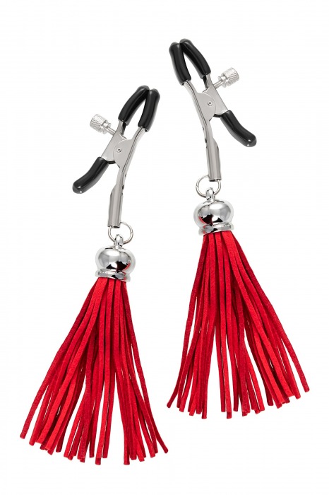 Зажимы на соски «Прищепки» с красными кисточками из замши - Pecado - купить с доставкой в Калининграде