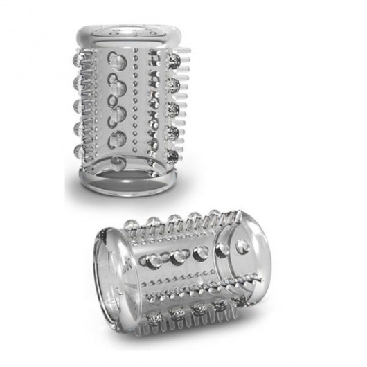 Прозрачная насадка с шипами и шишечками STAY HARD COCK SLEEVE 03 CLEAR - Blush Novelties - в Калининграде купить с доставкой