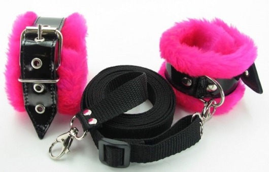 Набор для пристегивания к кровати с розовым мехом BDSM Light - БДСМ Арсенал - купить с доставкой в Калининграде