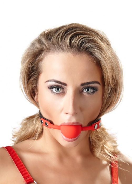 Силиконовый кляп-шар на чёрных ремешках Red Gag silicone - Orion - купить с доставкой в Калининграде