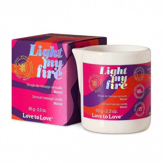 Массажная свеча Light My Fire с ароматом моной - 80 мл. - Love to Love - купить с доставкой в Калининграде