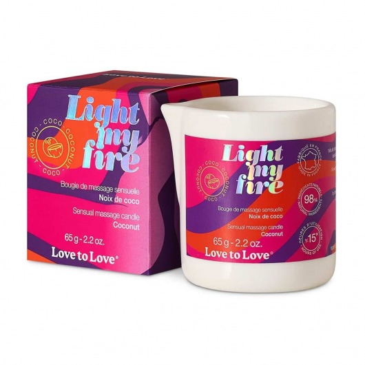 Массажная свеча Light My Fire Coconut с ароматом кокоса - 65 гр. - Love to Love - купить с доставкой в Калининграде