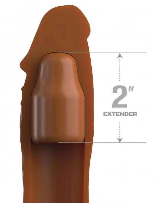 Коричневая насадка на член 2  Silicone X-tension - 20,3 см. - Pipedream - в Калининграде купить с доставкой