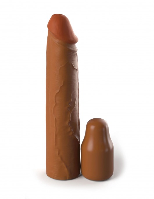 Коричневая насадка на член 2  Silicone X-tension - 20,3 см. - Pipedream - в Калининграде купить с доставкой
