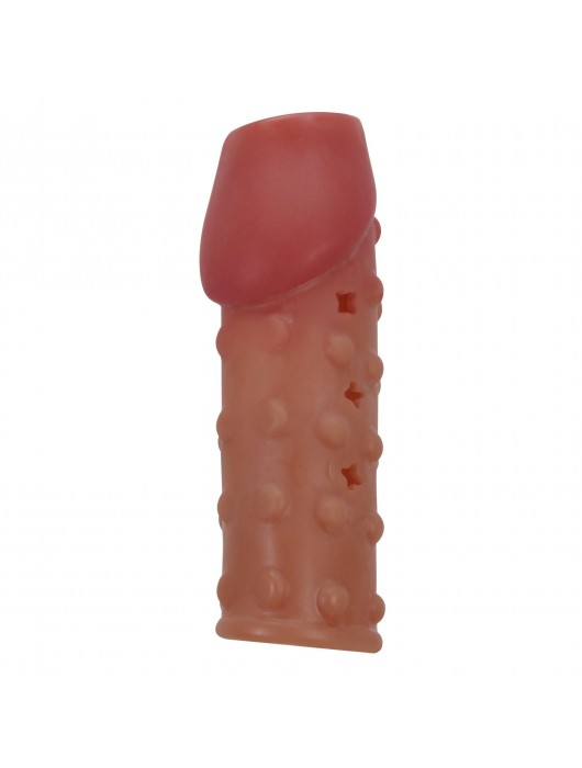 Телесная открытая насадка на пенис с бугорками - 19,8 см. - Baile - в Калининграде купить с доставкой