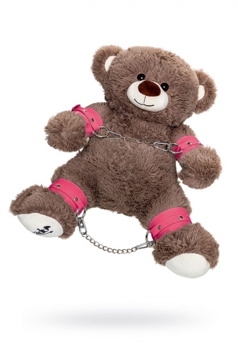 Бондажный набор: бурый мишка с розовыми оковами и наручниками - Pecado - купить с доставкой в Калининграде