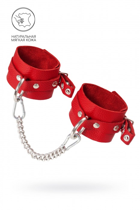 Красные мягкие кожаные оковы с люверсами - Pecado - купить с доставкой в Калининграде