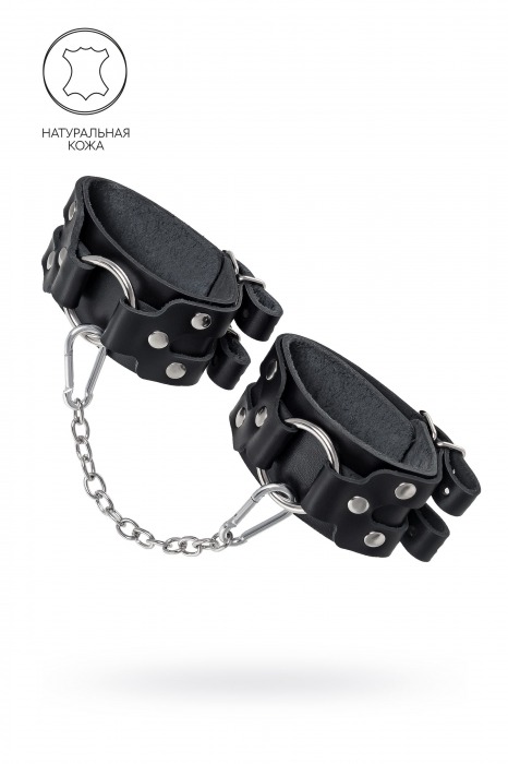 Черные кожаные оковы с двумя ремешками - Pecado - купить с доставкой в Калининграде