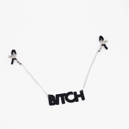 Зажимы на соски с кожаной подвеской Bitch - Crazy Handmade - купить с доставкой в Калининграде