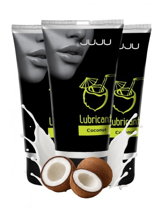 Набор из 3 съедобных лубрикантов JUJU со вкусом кокоса - JuJu - купить с доставкой в Калининграде