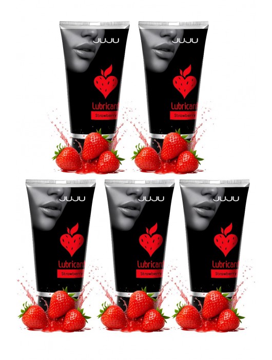 Набор из 5 съедобных лубрикантов JUJU со вкусом клубники - JuJu - купить с доставкой в Калининграде
