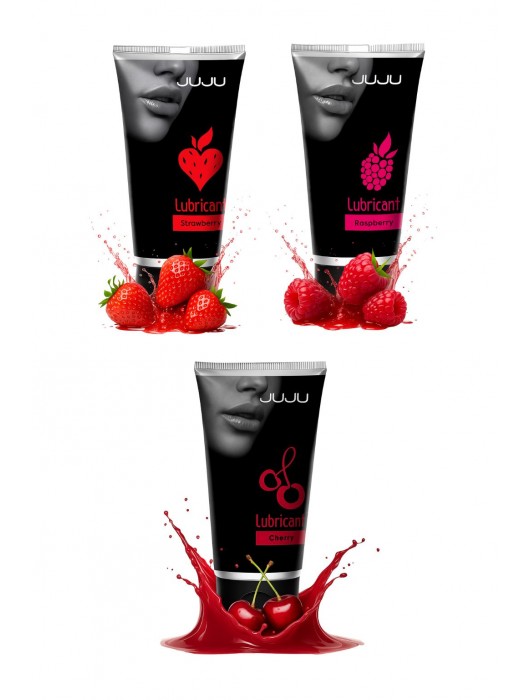 Набор из 3 съедобных лубрикантов JUJU (клубника, малина, вишня) - JuJu - купить с доставкой в Калининграде