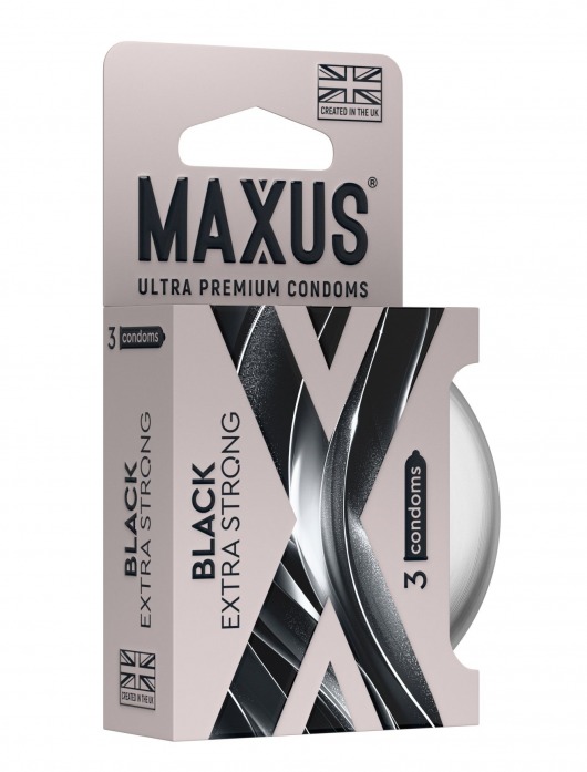 Черные утолщенные презервативы MAXUS Extra Strong с железным кейсом - 3 шт. - Maxus - купить с доставкой в Калининграде