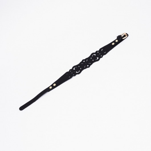 Черный ажурный чокер с золотистой фурнитурой - Crazy Handmade - купить с доставкой в Калининграде