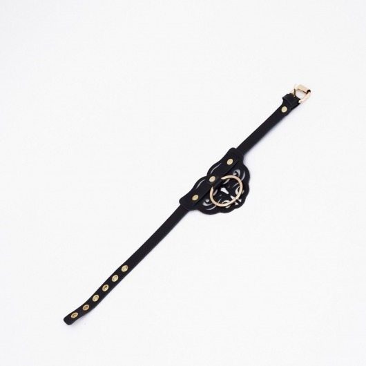 Черный чокер с клепками и золотистой фурнитурой - Crazy Handmade - купить с доставкой в Калининграде